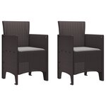 vidaXL Chaises de jardin avec coussins 2 Pièces Marron Poly Rattan
