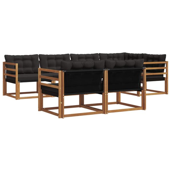 vidaXL Ensemble de canapés d'extérieur 7 pc Naturel et noir
