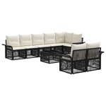 vidaXL Ensemble de canapé de jardin 9 Pièces Noir polyrotin