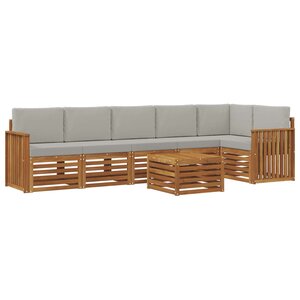 vidaXL Ensemble de canapés d'extérieur 7 pc Gris Naturel et Clair