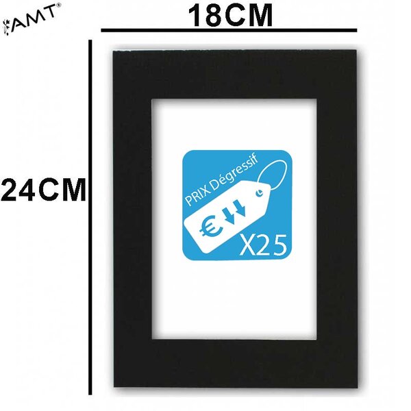 Lot de 25 passe partout 18x24 noir (10x15cm) amt