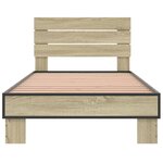 vidaXL Cadre de lit chêne sonoma 90x200 cm bois d'ingénierie et métal