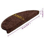 vidaXL Tapis d'escalier 10 pièces 65 x 21 x 4 cm Marron Demi-rond Grand