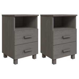 vidaXL Tables de chevet HAMAR 2 Pièces Gris clair 40x35x62 cm Bois massif