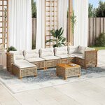 vidaXL Salon de jardin avec coussins 8 Pièces beige résine tressée