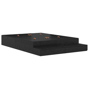 vidaXL Cadre de lit avec rangement Chêne noir 150 cm Bois d'ingénierie