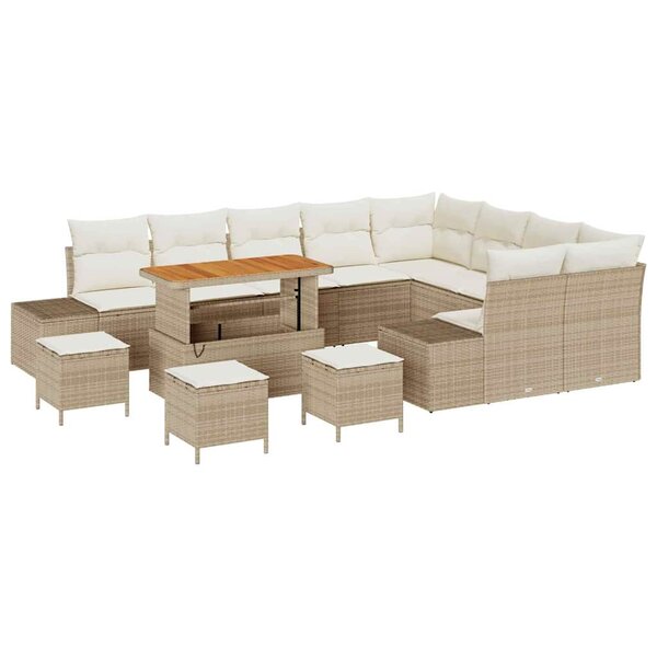 vidaXL Ensemble de canapé de jardin avec coussin 12 Pièces Beige  Crème