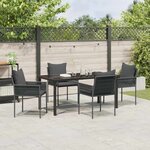 vidaXL Ensemble de salle à manger pour jardin 5 Pièces Noir Poly rotin