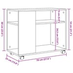 vidaXL Table d'appoint avec roues blanc 70x35x60 cm bois d'ingénierie