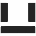 vidaXL Ensemble de meubles TV 4 Pièces Noir Bois d'ingénierie