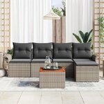 vidaXL Ensemble de canapé de jardin 6 Pièces Gris Poly rotin