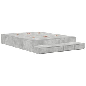 vidaXL Cadre de lit avec rangement Gris béton 140 cm Bois d'ingénierie