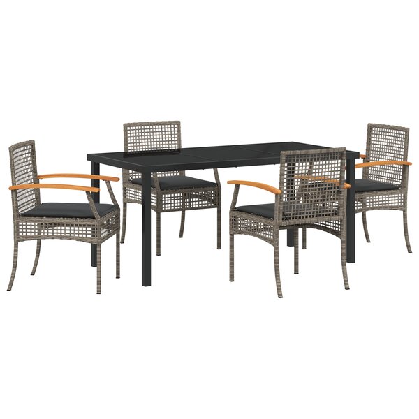 vidaXL Ensemble de salle à manger de jardin 5 pièces avec coussins en rotin synthétique gris