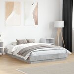 vidaXL Cadre de lit avec lumières LED gris béton 135x190 cm