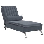 vidaXL Chaise longue de massage avec traversin gris foncé velours