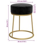 vidaXL Tabouret rond Noir Velours