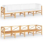 vidaXL Canapé de jardin 4 places avec coussins crème Bois de teck