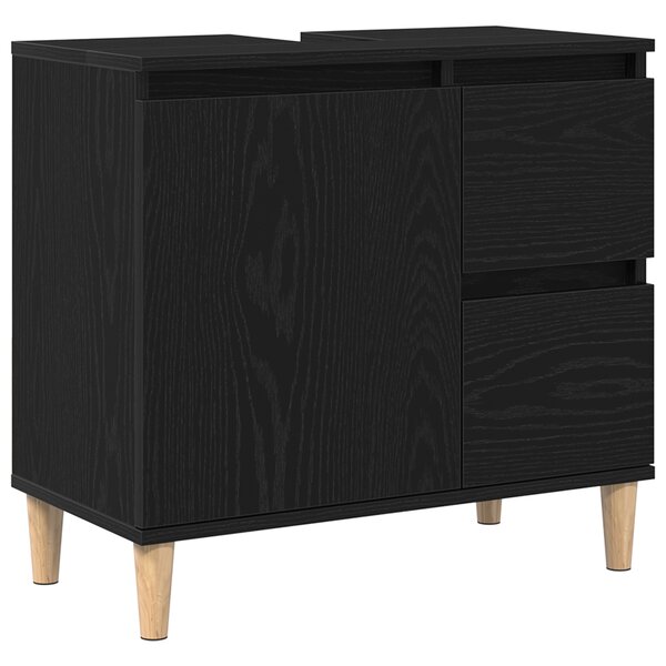 vidaXL Meuble Lavabo Noir Chêne 65x33x60 cm Bois d'ingénierie