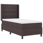 vidaXL Lit à ressorts avec matelas Marron foncé 90 x 190 cm tissu