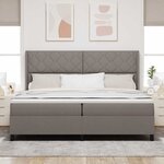 vidaXL Lit à ressorts avec matelas Taupe 200 x 200 cm tissu