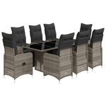 vidaXL Ensemble de bistro de jardin 9 Pièces coussins gris poly rotin