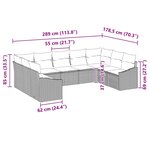 vidaXL Ensemble de Canapés de Jardin 9 Pièces avec Coussins Beige Poly Rattan