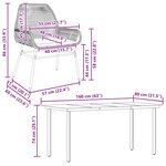 vidaXL Ensemble à manger de jardin et coussins 5 Pièces noir rotin verre