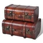 vidaXL Coffre de rangement vintage Bois Marron 2 Pièces