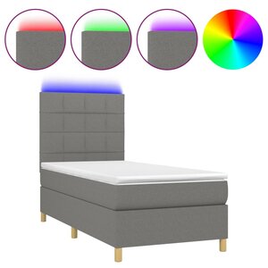 vidaXL Sommier à lattes de lit et matelas et LED Gris foncé 90x200 cm