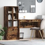 vidaXL Bureau avec tiroir avec étagère avec stockage 2 Pièces Chêne fumé