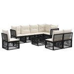 vidaXL Ensemble de canapé de jardin 9 Pièces Noir polyrotin