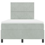 Lit box spring vidaXL avec matelas et lumière LED Gris clair 120x190 cm Velours