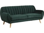 Canapé scandinave fixe en velours "jarvis" - 3 places - vert foncé.