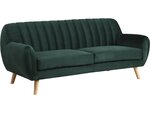 Canapé scandinave fixe en velours "Jarvis" - 3 places - Vert foncé.