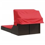 vidaXL Chaise longue double avec auvent et coussins marron poly rotin