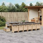 vidaXL Ensemble à manger de jardin et coussins 17 Pièces mélange beige
