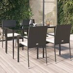 vidaXL Ensemble à manger de jardin coussins 5Pièces Noir Résine tressée
