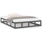 vidaXL Cadre de lit sans matelas gris 120x190 cm bois massif