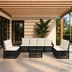 vidaXL Ensemble de canapé de jardin 9 pc Noir polyrotin