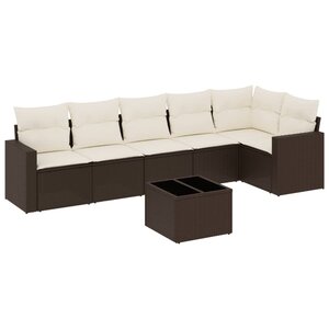 vidaXL Salon de jardin avec coussins 7 Pièces marron résine tressée