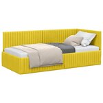 vidaXL Cadre de lit d'angle Jaune 90 cm x 190 cm Velours