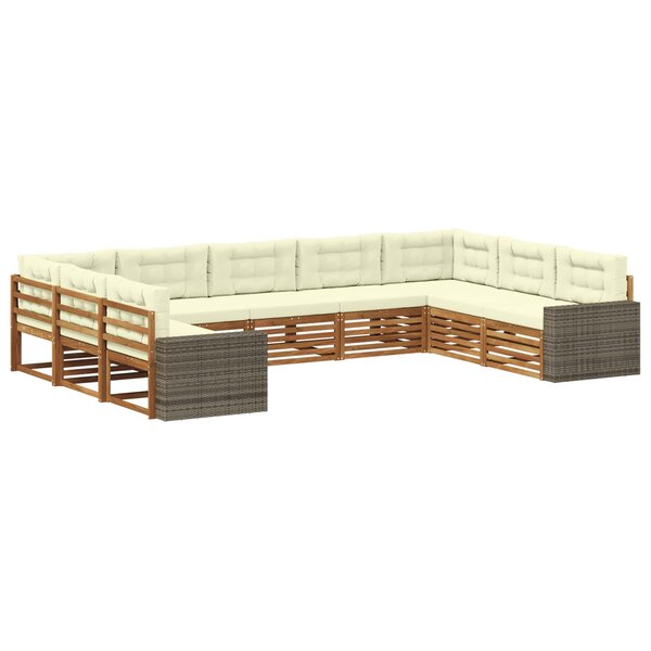 vidaXL Ensemble de canapés d'extérieur 9 pc Naturel et Crème