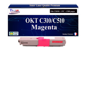 T3AZUR - Toner compatible avec Oki C500  C510  C510DN  C511DN C530  C530DN  C531DN Magenta