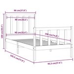 Vidaxl cadre de lit blanc bois massif 90x190 cm simple