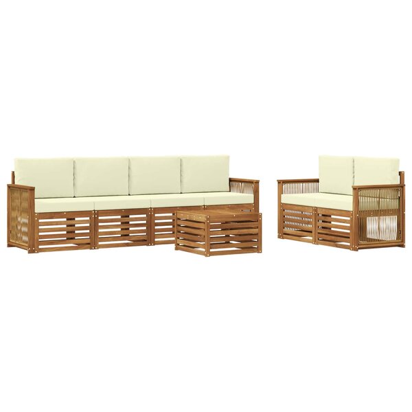 vidaXL Ensemble de canapés d'extérieur 7 pc Naturel et Crème