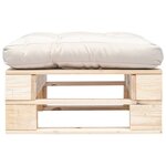 vidaXL Repose-pied palette de jardin et coussin sable Bois naturel