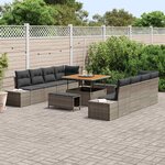 vidaXL Ensemble de canapé de jardin 11 Pièces Gris Poly rotin