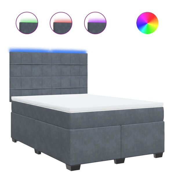 vidaXL Sommier à lattes de lit et matelas Gris foncé 160x200cm Velours