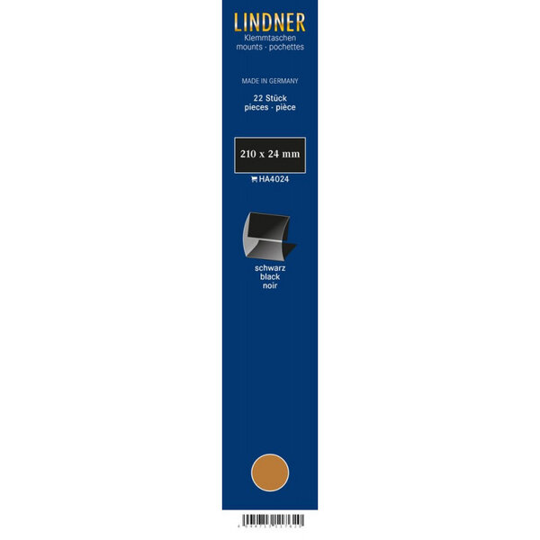 Bandes Klemmfix double soudure 210 x 24 mm pour timbres-poste. Fond - Noir