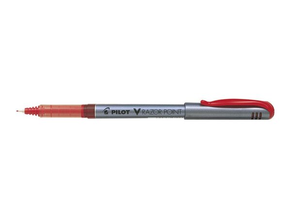 Stylo feutre V-RAZOR POINT pointe ultra-fine baguée métal Rouge PILOT